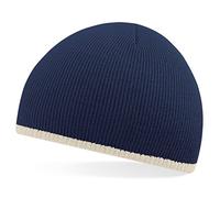 Beechfield 2 tone beanie knitted hat in Navy / stone