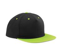 Beechfield - 5 Panel Contrast Snapback - Elegant Design -Black/Lime Green