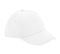 Beechfield 5 Panel Cotton Baseball Cap in White Beechfield White One Size