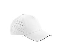 Beechfield Accelerate Cap - White/Black Colour Sandwich Peak Baseball Cap, Made for Personalisation from Recycled Polyester, 5-Panel Design, Stylish Baseball Caps Mens, Premium Hats for Men UK