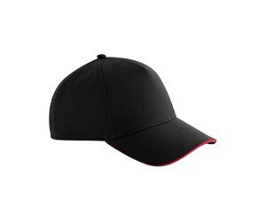 Beechfield Accelerate Cap - White/Black Colour Sandwich Peak Baseball Cap, Made for Personalisation from Recycled Polyester, 5-Panel Design, Stylish Baseball Caps Mens, Premium Hats for Men UK