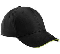 Beechfield Adult Beechfield OSFA Sandwich Peak Cap {BC020} - Black/Lime Green - OSFA
