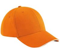 Beechfield Adult Beechfield OSFA Sandwich Peak Cap {BC020} - Orange/White - OSFA