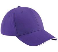 Beechfield Adult Beechfield OSFA Sandwich Peak Cap {BC020} - Purple/White - OSFA