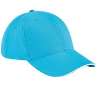 Beechfield Adult Beechfield OSFA Sandwich Peak Cap {BC020} - Surf Blue/White - OSFA