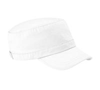 Beechfield - B34 White Army Cap - All Round Hat, Sports Cap, Men's Cap, Women's Cap, Sun Hat, Sports Hat - Made of 100% Heavy Washed Cotton