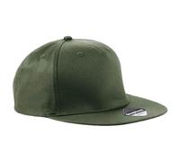 Beechfield - Authentic Flat Peak Snapback 5 Panel - Baseball, Running Hat, All-Round, Sports Accessories, Trucker, Sun Hat, Mens, Womens, Unisex - 100% Cotton Twill Olive Green