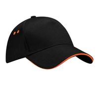 Beechfield B015 Ultimate 5-Panel Sandwich Peak, Beanie Unisex Adult, Black/Orange, One Size