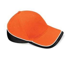 Beechfield B171 Teamwear Competition Baseball Cap Orange/Black/ White