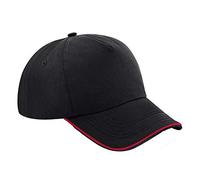 Beechfield B25c Authentic 5 Panel Cap - Piped Peak Black/Classic Red