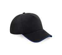 Beechfield B25c Authentic 5 Panel Cap - Piped Peak Black/Orange