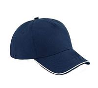 Beechfield Authentic 5 Panel Cap - Piped Peak One Size French Navy/White