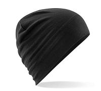 Beechfield - B370 Black Merino Wool Beanie Hat - Unisex Winter Hat, Lightweight Performance and One Size Beenie Hat - Double Layer - Made of 100% Merino Wool