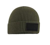 Beechfield® B442R Fashion Patch Beanie - Military Green/Black