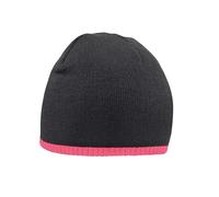 Beechfield B44c Two-Tone Pull On Beanie - Black/Fluorescent Pink