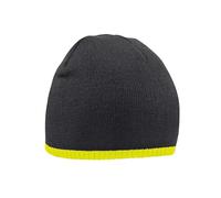 Beechfield B44c Two-Tone Pull On Beanie - Black/Fluorescent Yellow