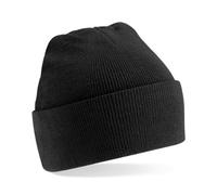 Beechfield - B45 Black Classic Cuffed Beanie Hat - Unisex Winter Hat, Classic Knit and One Size Beenie Hat - Double Layer