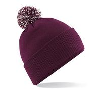 Beechfield B450 Snowstar Duo Beanie Hat Baseball Cap, Multicolour (Burgundy/Off White), One Size