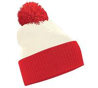 Beechfield B451 Snowstar Two-Tone Beanie - Off White/Bright Red