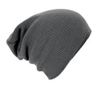 Beechfield - B461 Grey Slouch Beenie Hat - Unisex Winter Hat, Classic Knit and One Size Beenie Hat - Double Layer - 100% Soft Acrylic