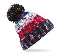 Beechfield Unisex Adults Corkscrew Knitted Pom Beanie Hat, Multicolour (Black Jacks 000), One (Size:One Size)