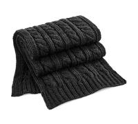 Beechfield B499 Cable Knit Melange Scarf - Black