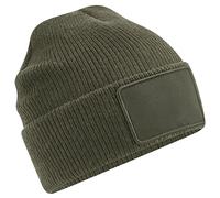 Beechfield Removable Patch Thinsuate Beanie One Size Military Green