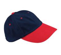 Beechfield B57 Low Profile Heavy Brushed Cotton Cap - French Navy/Classic Red