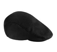 Beechfield Black Herringbone Weave 100% Heavy Washed Cotton Flat Cap Headwear S/M