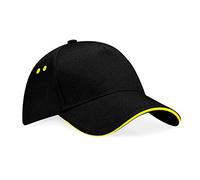 Beechfield Cap/Visor 5 Panels Sport Unisex Model Ultimate Sandwich - Summer/Swimming Pool - 100% Cotton, Multicoloured - Black/Yellow, One Size