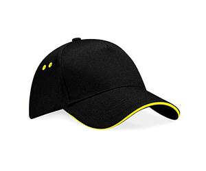 Beechfield Cap/Visor 5 Panels Sport Unisex Model Ultimate Sandwich - Summer/Swimming Pool - 100% Cotton, Multicoloured - Black/Yellow, One Size