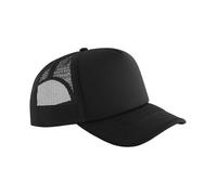 Beechfield Classic Foam Trucker - Black, Stylish Cap with 100% Recycled Polyester Foam Front, Mesh Back Panels, Curved Peak, Mid Profile 5-Panel Design, Retro Snapback, Made for Personalisation