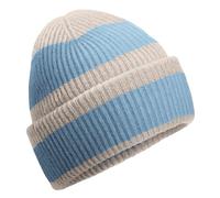 Beechfield Beanie Colour Block – Thermal, Recycled Polyester – One Size Natural Stone/Dusty Blue