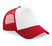 Beechfield Contrast Panel Trucker Cap in Red Beechfield Red One Size