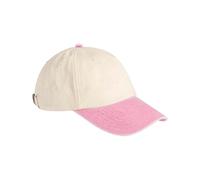 Beechfield Contrast Peak Low Profile Vintage Cap - Natural/Vintage Dusty Pink, Unisex Cap with Soft Unstructured Crown, Ventilation Eyelets, Adjustable Brass Buckle Strap, Made for Personalisation