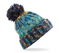 Beechfield Corkscrew Knitted Lined Beanie Bobble Hat BC486 Colour=Marine Splash