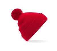 Beechfield Beanie Original Pom Pom – Cuffed Design – Classic Red