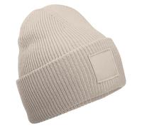Beechfield Deep Cuffed Tonal Patch Beanie One Size Natural Stone