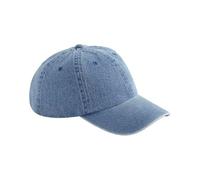 Beechfield Denim Cap in Mid Blue - Vintage 6 Panel Dad Cap for Men, Low Profile Design with Unstructured Crown, Pre-Curved Peak, Metal Tri-Glide Closure - Premium Vintage Caps Collection