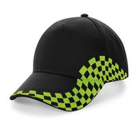 Beechfield Embroidered Checked Baseball Cap Grand Prix Cotton Twill Sports Hat