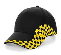 Beechfield Embroidered Checked Baseball Cap Grand Prix Cotton Twill Sports Hat