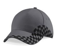 Beechfield Embroidered Checked Baseball Cap Grand Prix Cotton Twill Sports Hat