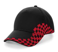Beechfield Embroidered Checked Baseball Cap Grand Prix Cotton Twill Sports Hat