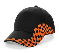 Beechfield Embroidered Checked Baseball Cap Grand Prix Cotton Twill Sports Hat
