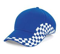 Beechfield Embroidered Checked Baseball Cap Grand Prix Cotton Twill Sports Hat
