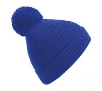 Beechfield Engineered Knit Ribbed Pom Pom Beanie in Royal Beechfield Royal One Size