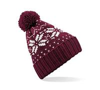 Beechfield Fair Isle Snowstar® Beanie - Burgundy/White
