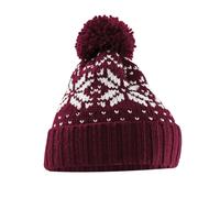 Beechfield Fair Isle Snowstar Beanie in Burgundy Beechfield Burgundy One Size
