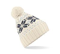 Beechfield - Fair Isle Snowstar® Beanie - Off White/Navy/Sky Blue