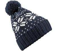 Beechfield Fair Isle Snowstar Winter Beanie Hat in Navy Beechfield Navy One Size